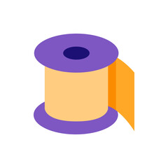 Illustration of a roll of orange tape with purple holders on a white background in isometric view