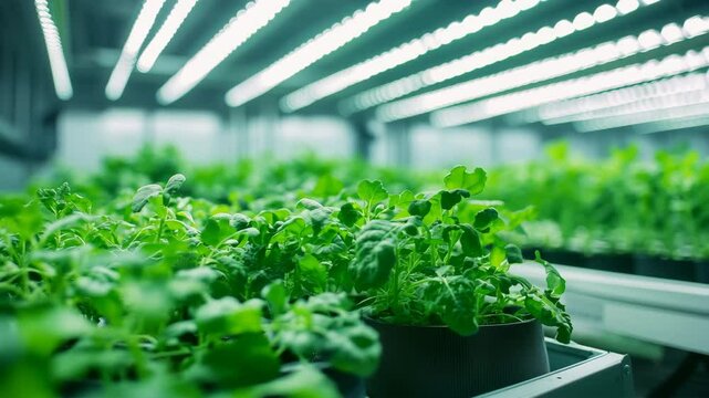 LED照明の近未来型水耕栽培施設