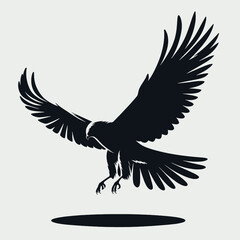 Obraz premium vector silhouette of a harrier bird gliding low, broad wings and tail, minimal style, white background 