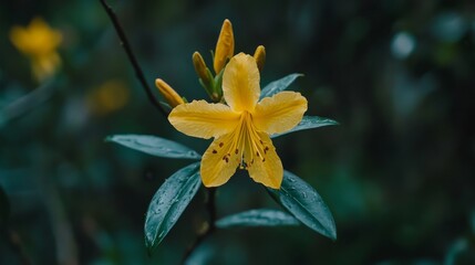 Obraz premium Stunning Yellow Flower in Nature's Embrace yellow flower background