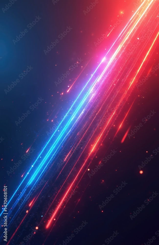 Poster abstract background red blue light streaks. computer graphic, spectral colors. bright energy stream,