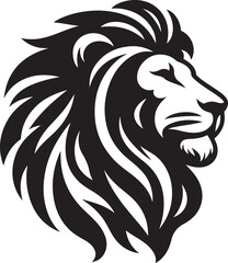 Lion head mascot silhouette icon, vector art logo icon, lion silhouette icon illustration design template isolated on a white background