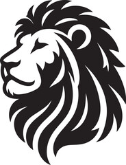 Lion head mascot silhouette icon, vector art logo icon, lion silhouette icon illustration design template isolated on a white background