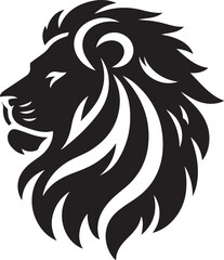 Lion head mascot silhouette icon, vector art logo icon, lion silhouette icon illustration design template isolated on a white background