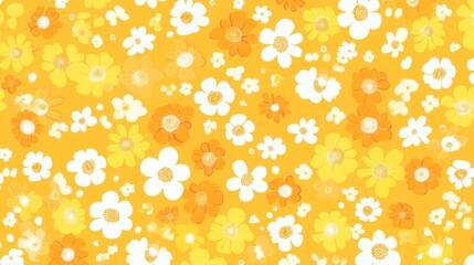 Whimsical Floral Pattern Background yellow flower background