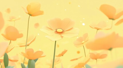 Delicate Yellow Flowers in a Pastel Garden yellow flower background