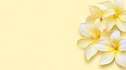 Fototapeta premium Delicate Yellow and White Flowers on Pastel Background yellow flower background