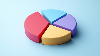 Obraz premium Colorful 3d pie chart data visualization business graphic red blue icon report design modern pastel