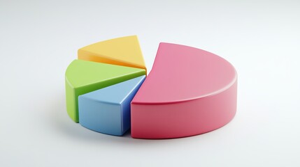 Fototapeta premium Colorful 3d pie chart business data infographic illustration pink blue icon green yellow report