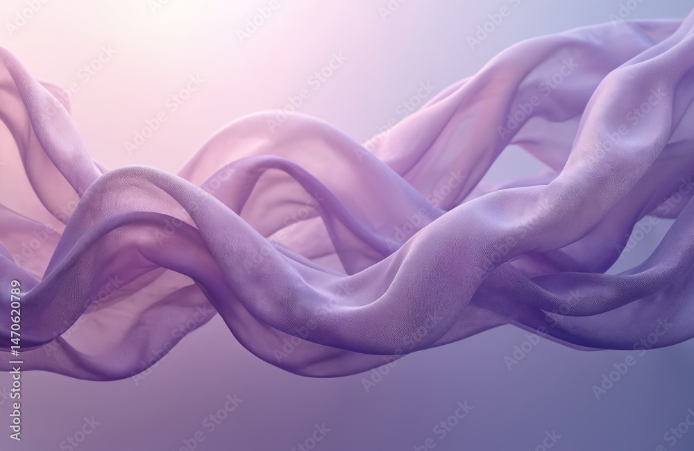 Aufkleber sheer purple fabric waves creating dynamic composition. translucent airy textile texture floating. f
