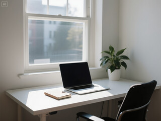 Fototapeta premium modern office interior with laptop