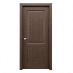 Brown interior door with horizontal panels and a silver handle,