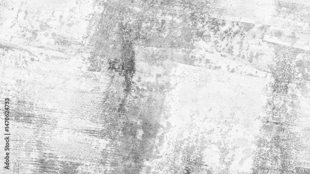 Poster Gray wall with many cracks and holes. wall is made of concrete and has a rough texture as an abstract texture background for template pages and banners
