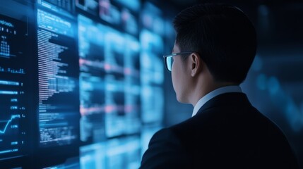 Fototapeta premium Analyst Viewing Data Streams, Futuristic ,Technology
