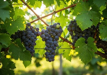 Ripe grapes hanging from vine