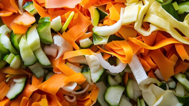 Close-up of peeled vegetable scraps saved for a future recipe