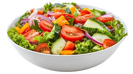 Fresh garden vegetable salad with tomatoes cucumbers and red onions food diet bowl side dish meal