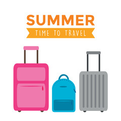 set of colorful suitcases isolated vector illustration