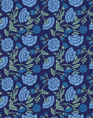 Jacobean floral pattern repeat vector file boho floral print block print flower artwork