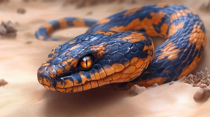 Obraz premium Venomous snake in desert sand