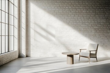 Fototapeta premium Sunlit, minimalist interior showcasing a simple design.