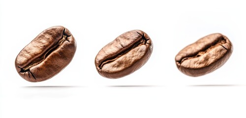 Obraz premium Three coffee beans in flight