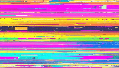 Grainy retro-futuristic design with colorful distorted VHS glitch lines and static noise, perfect for digital art, cyberpunk themes, music visuals, and modern tech-inspired projects.