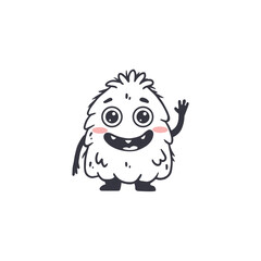 cute monster isolated on white background for coloring pages, magazines. Alien, cartoon character. Sketch, doodle. Vector illustration
