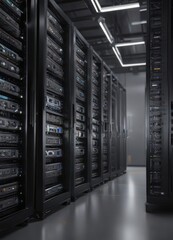 Gleaming server racks in a secure high-tech facility , data center, computing