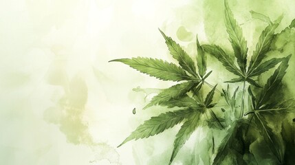 Abstract depiction of cannabis leaves against a soft, muted background.