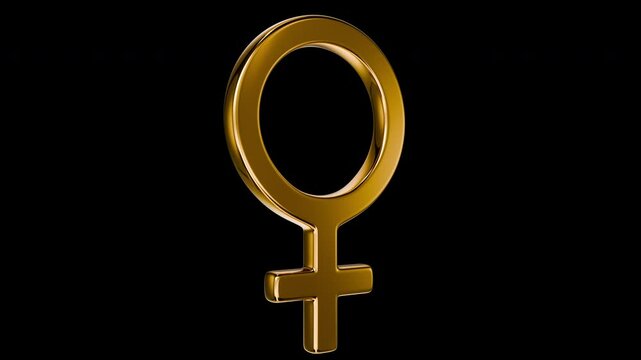 Rotating Gold Female Symbol, Seamless Loop, Alpha Channel