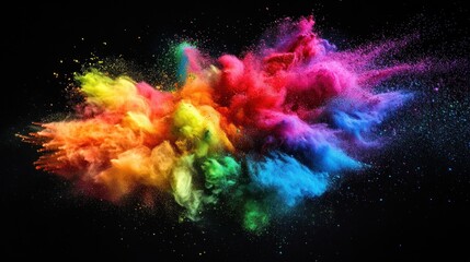 Vibrant spectral dust explosion against stark backdrop a visual spectacle