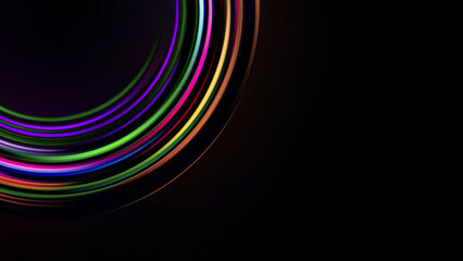 Dynamic neon rings with electric glow. High quality photo