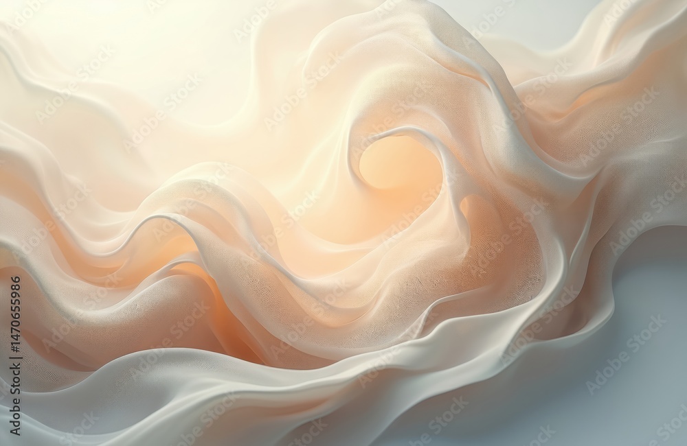 Poster Abstract fractal pattern of soft flowing lines, warm hues. Digital artwork features elegant curves, intricate complexity evoking serene, calming feeling. Smooth design of fantasy, digital art,