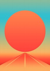 Retro Sunset Horizon, Minimal Synthwave Aesthetic with Neon Gradient, Futuristic design, wave music.