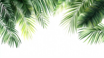 Botanic Palm Leaves Isolated on White Background for Creative designs