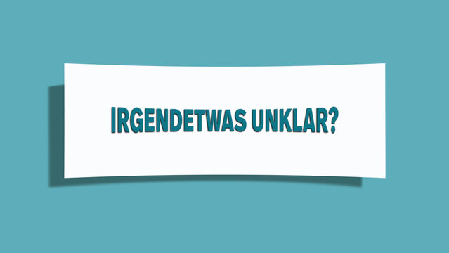 irgendetwas unklar (something unclear) - A card isolated on light green background.