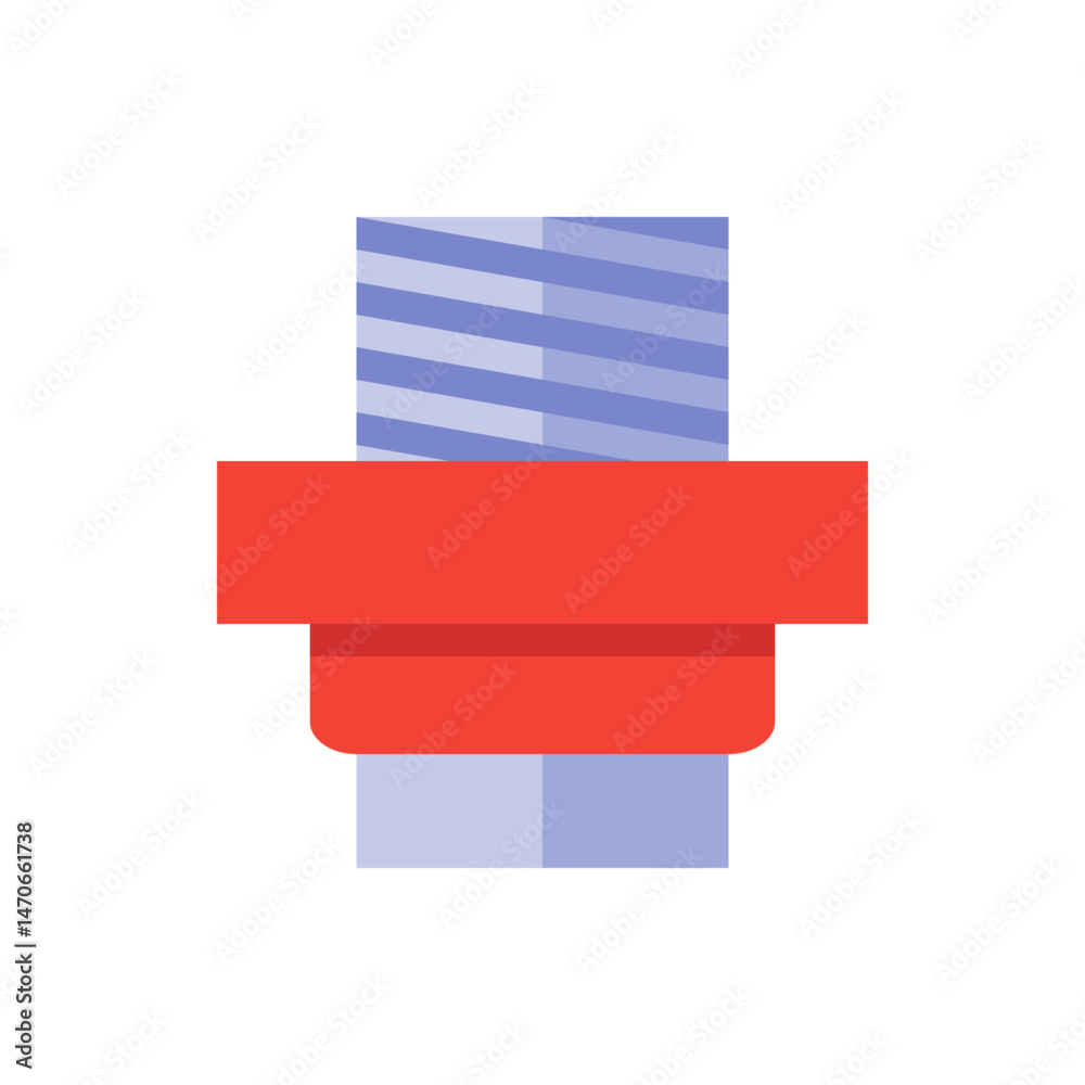 Poster abstract stack of rectangular shapes with diagonal stripes and rounded edges in red and blue colors