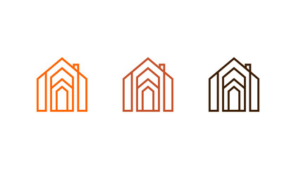 line home vector illustration, minimalist house icon. One line art cottage building