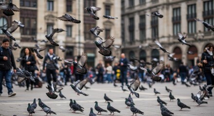 Obraz premium Pigeons in Flight, Photo