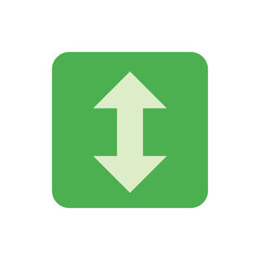 Illustration of a green rounded square containing a pale arrow pointing both up and down directions sign