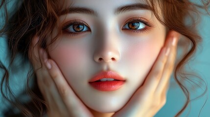 Fototapeta premium Close-up portrait of a woman with expressive face.