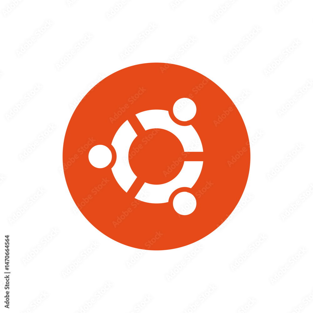 Poster orange circle containing a white abstract symbol with three circles and connecting lines design elem