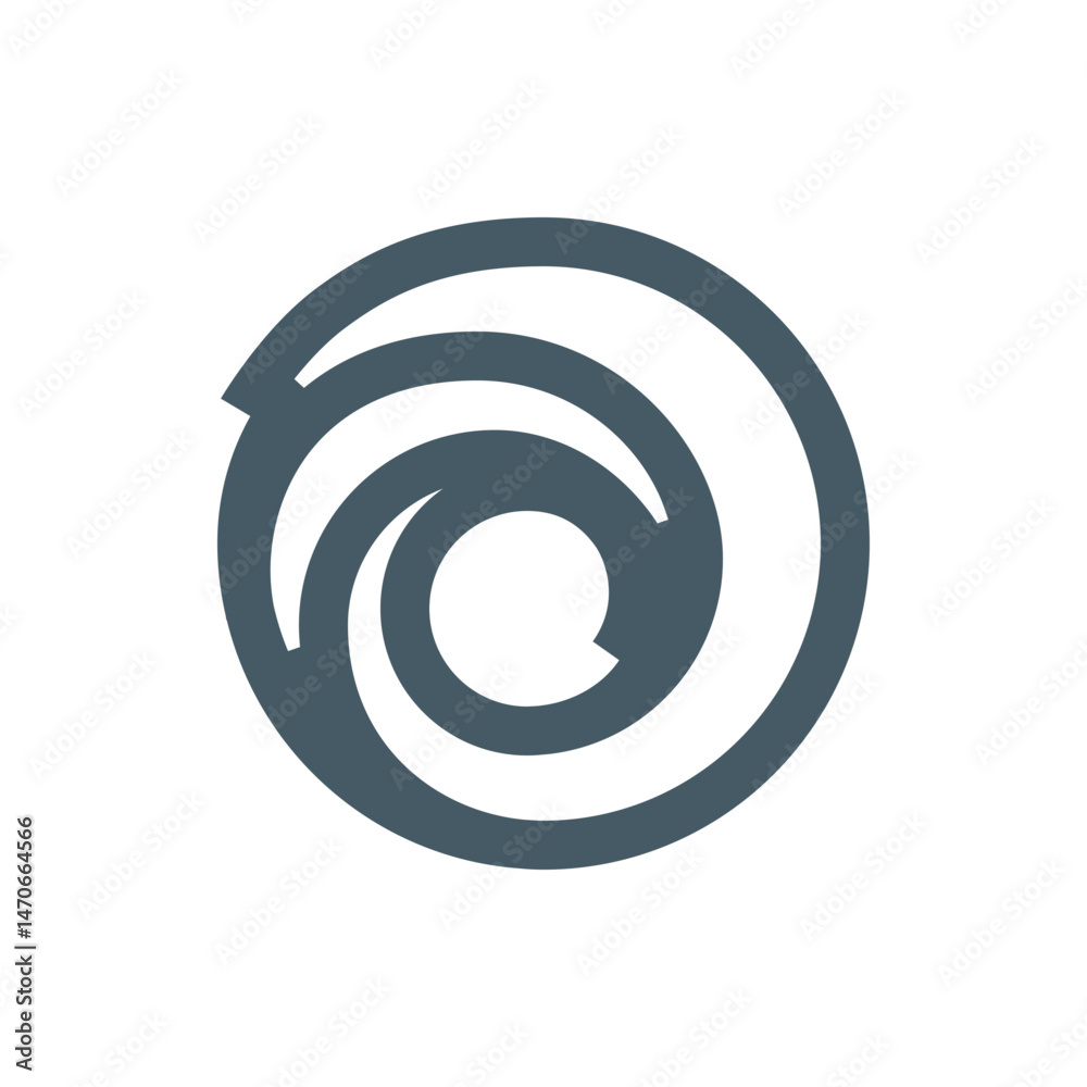 Poster circular design featuring a spiral pattern with a break in the outer ring and a central open space