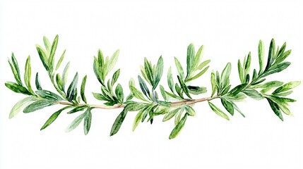 Naklejka premium Green Rosemary Branches Artistic Image for Cooking Websites and Culinary Blogs