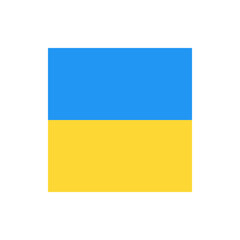 A flag with two horizontal bands of equal size with the upper band being blue and the lower band being yellow