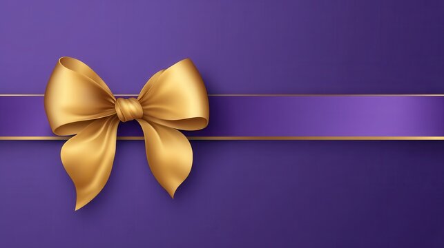 Gold ribbon on purple background, perfect for gifts and celebrations.