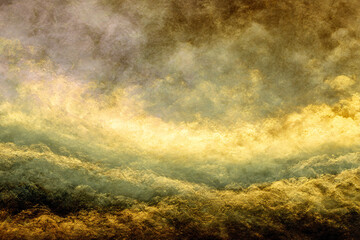 Obraz premium Celestial Canvas: A mesmerizing abstract artwork that shows a dramatic display of nature's beauty, with undulating layers of clouds that blend in a mesmerizing dance of textures and tones. 