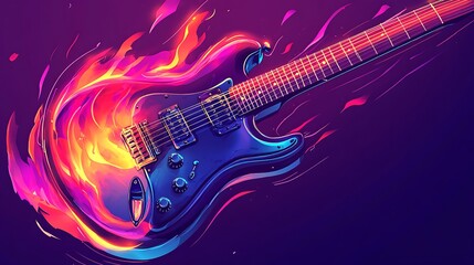 Obraz premium Electric guitar with flames