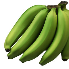 A bunch of fresh green bananas, a healthy and appealing fruit. The bananas are vibrant and ready to be enjoyed